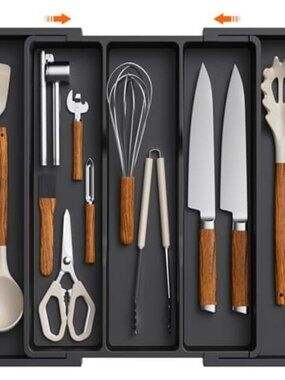 Expandable Utensil Organizer Drawer Adjustable Silverware Tray Kitchen Storage